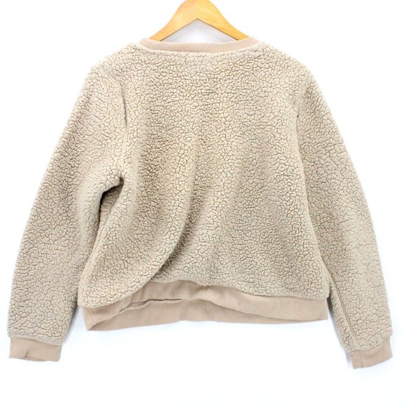 Weekend Edition Sherpa Chunky Sweater Womens Brown Tan Sleepy Bear Face L - Picture 7 of 9